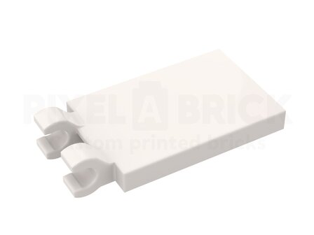 Tile Modified 2x3 with 2 Open O Clips White Bedrukken